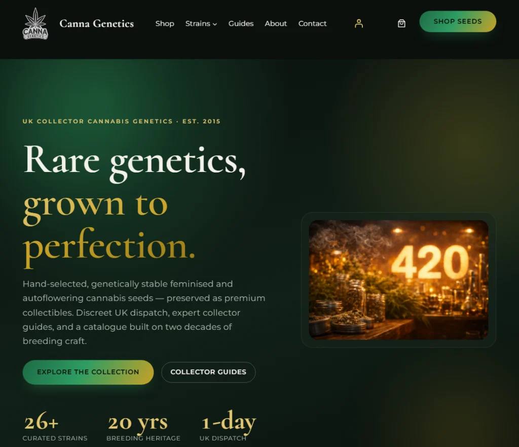 Canna Genetics home page: a UK collector seed bank shop